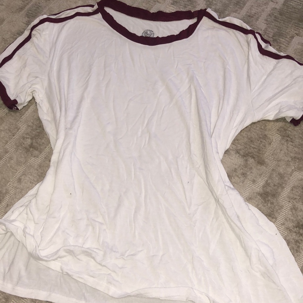 White and Maroon Tee